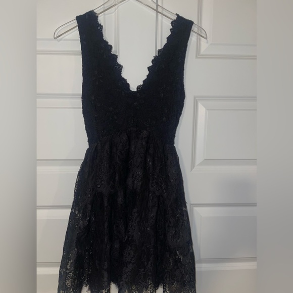 Free People by Nightcap Cloth black lace tiered dress sz xs - Picture 2 of 6